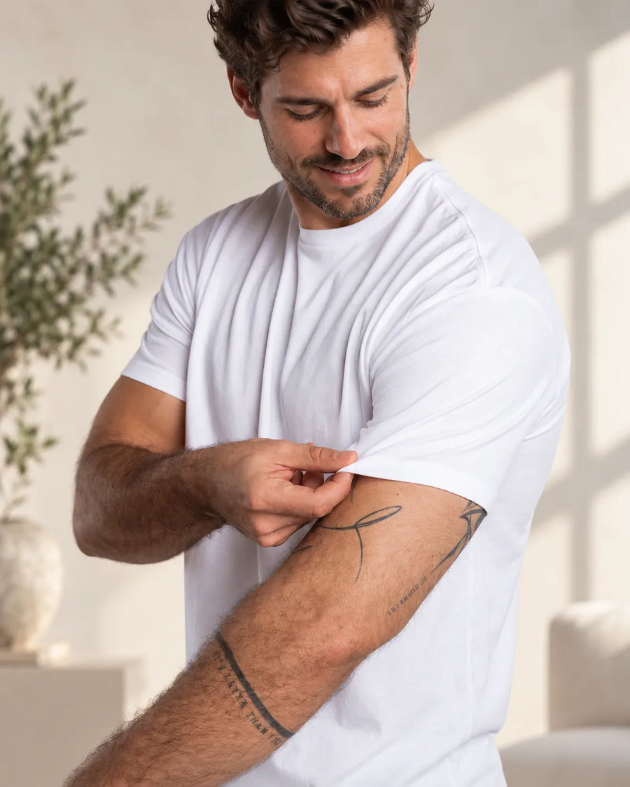 Tricou KOLP Essential alb – detaliu mânecă