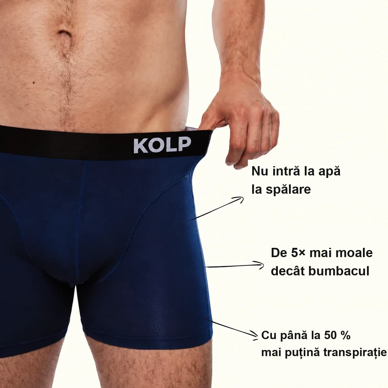 Boxeri KOLP bleumarin, detaliu lateral