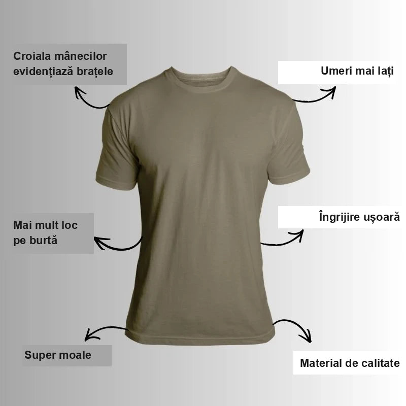 Tricou KOLP – pune în evidență brațele, umeri mai lați, mai mult loc pe trunchi, super moale, îngrijire ușoară, material de calitate